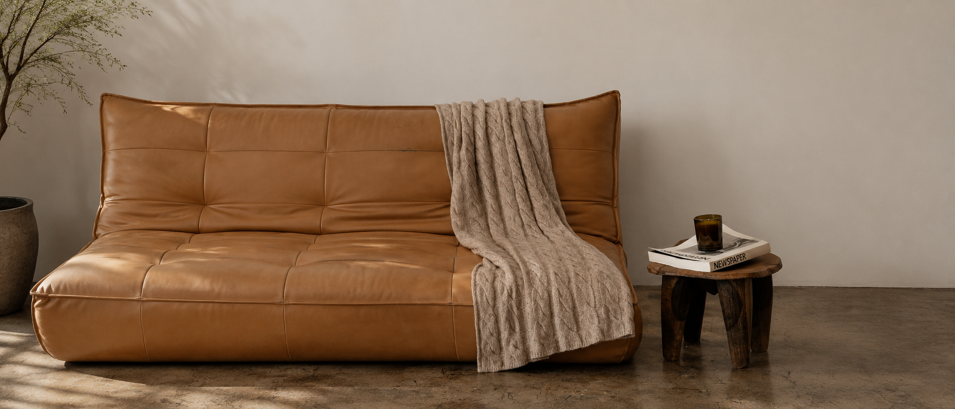 Comfortable textiles arranged in an everyday space