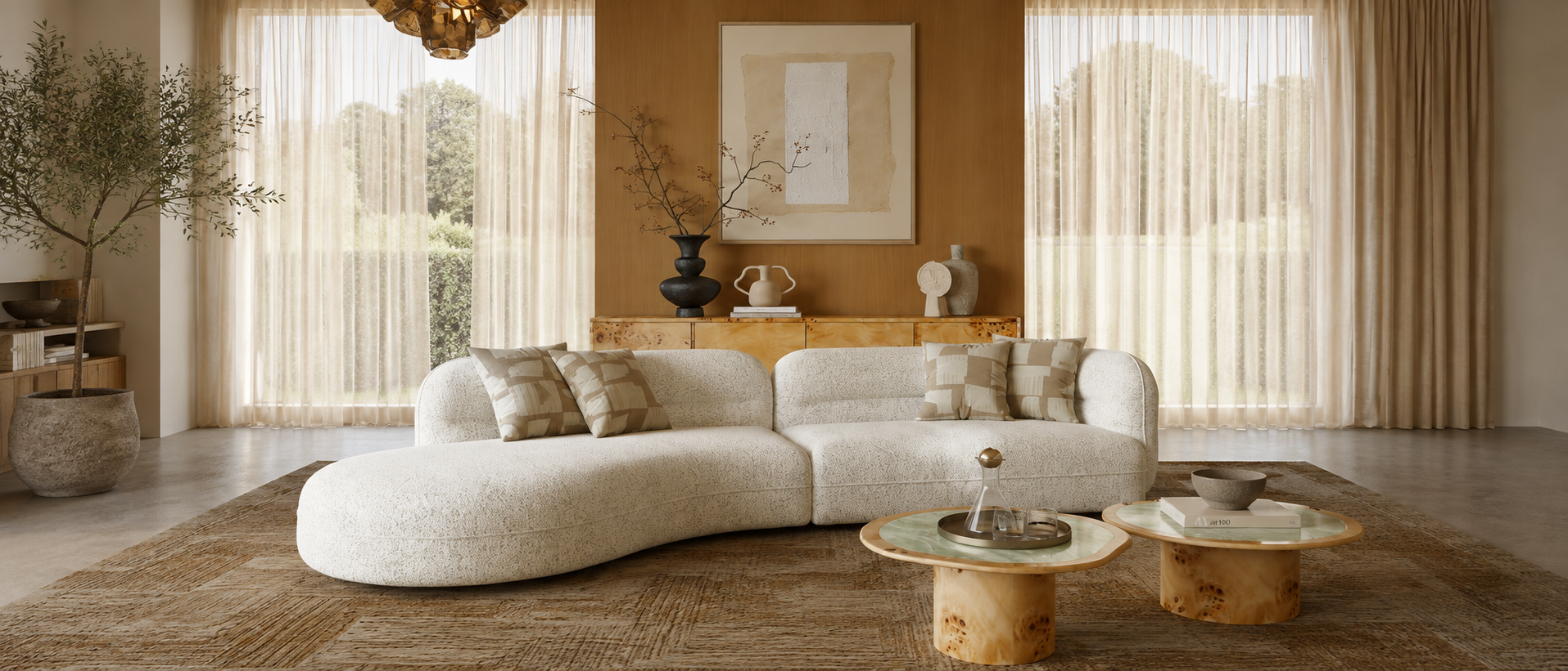 Soft textiles in a relaxed everyday interior