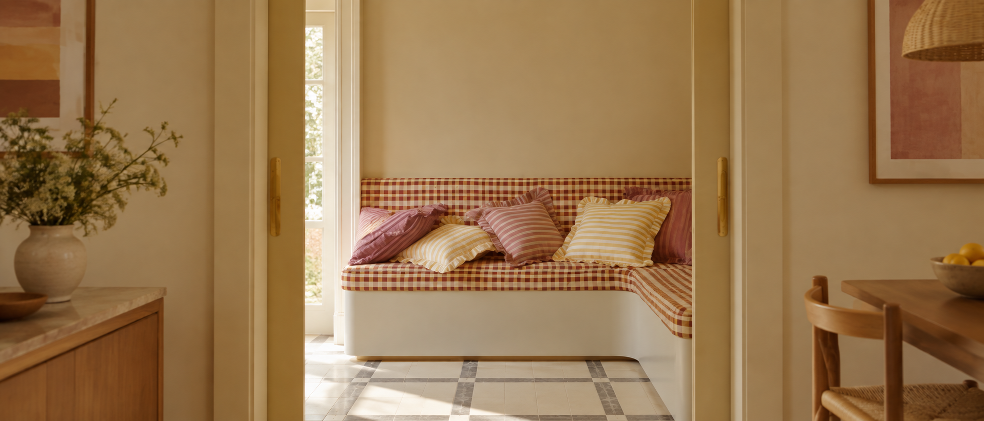 Soft cushions styled in a comfortable everyday interior