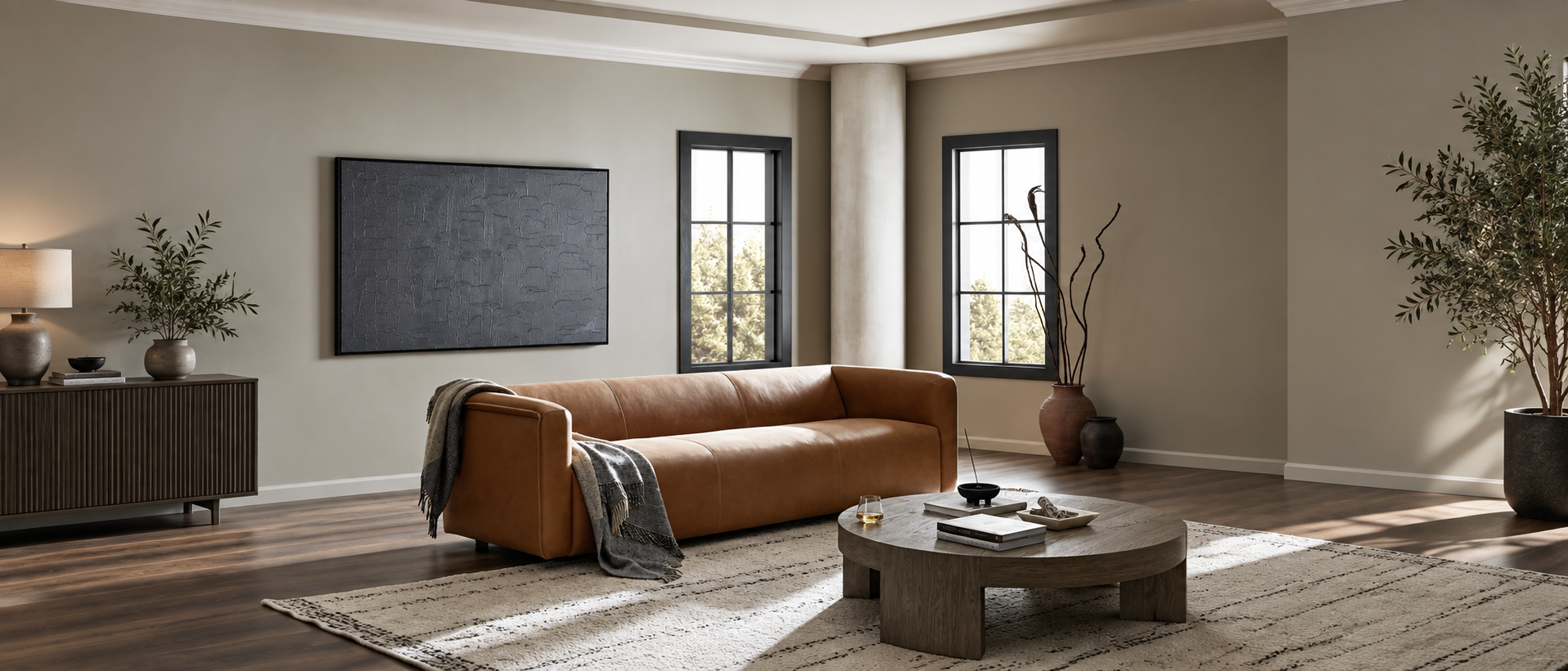 Soft textile layers styled in an everyday interior