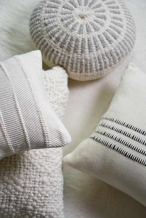 Natural Striped Cotton Accent Pillow