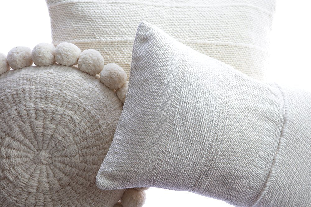 Ivory Handwoven Chic Lumbar Pillow