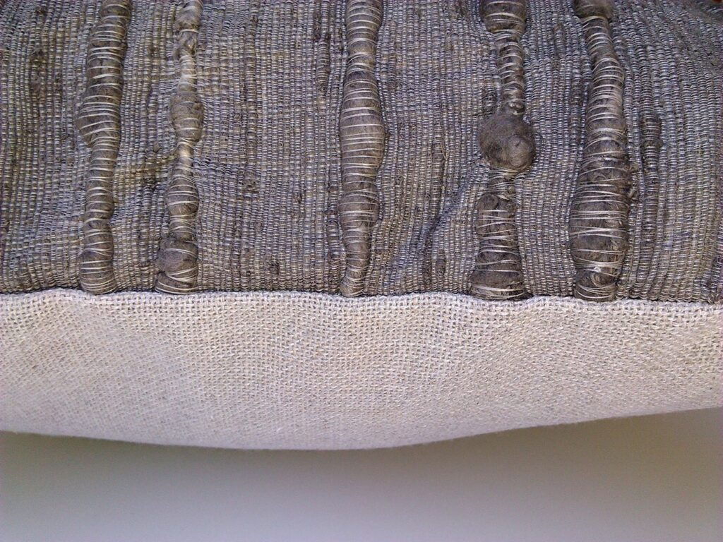Grey Silk Striped Lumbar Pillow