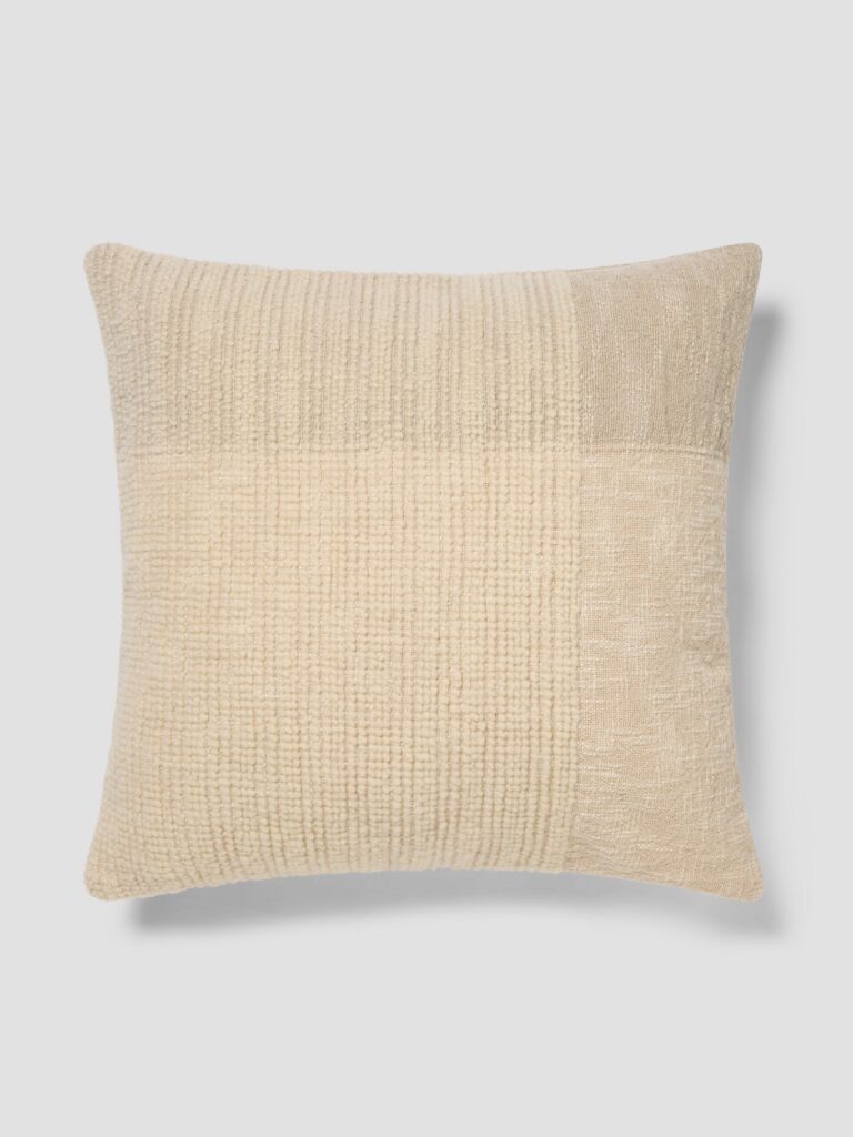 Cream & Oatmeal Cross Weave Wool Square Cushion Cover - 20 x 20 in